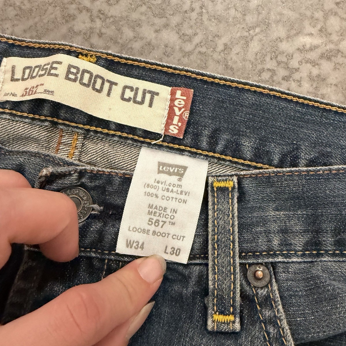 VTG Levi's 567 Loose Bootcut Jeans Men's 34x30 Blue Baggy Y2K