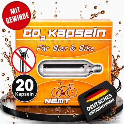 20 x Nemt Gewindekapseln Co2 16g Patronen für Bierzapfanlage, Fahrradpumpe NEU