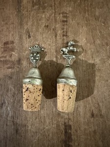 Wine Bottle Cork Stoppers Italy Silver Plate Set of 2