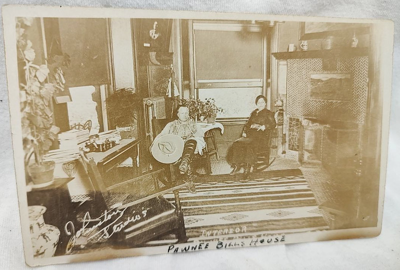 1910's Pawnee Bill & Wife in Pawnee Oklahoma Home RPPC by Johnston Studio