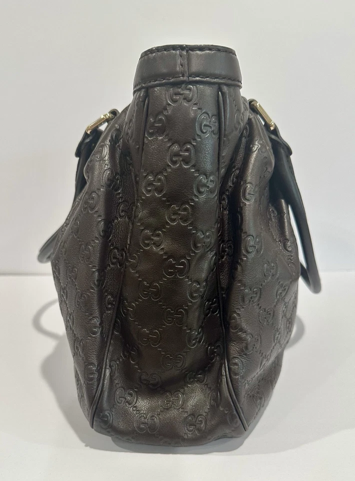 Gucci Guccisima “Sookie” Leather Tote In Dark Rich Brown With Gold Hardware - Image 3 of 4