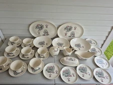 VINTAGE DINNERWARE SET MADE IN AMERICA HAND DECORATED WIND MILL,COUNTRY HOUSE...