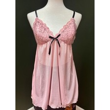 Rachel Roy Pink Lace Babydoll Lingerie Top Women's M