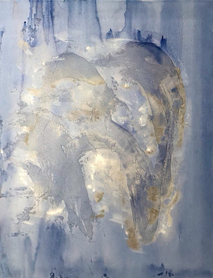 Blue Silver 16x20 Original Abstract Painting Textured Acrylic Canvas Home Decor