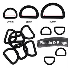 10 20pcs Black Plastic D Rings 20mm 25mm 30mm for Bags Belts Harness Straps