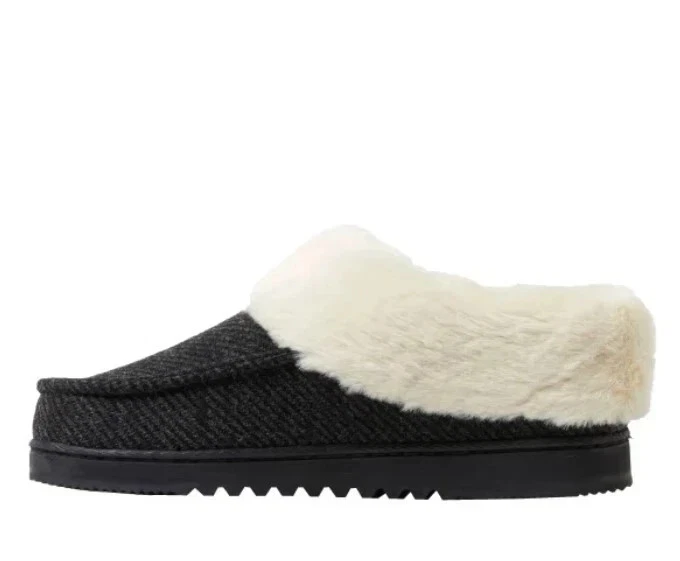 Dearfoams Women's Clog Slipper Black Faux Fur Memory Foam Total Comfort Sz M 7-8 - Image 4 of 4