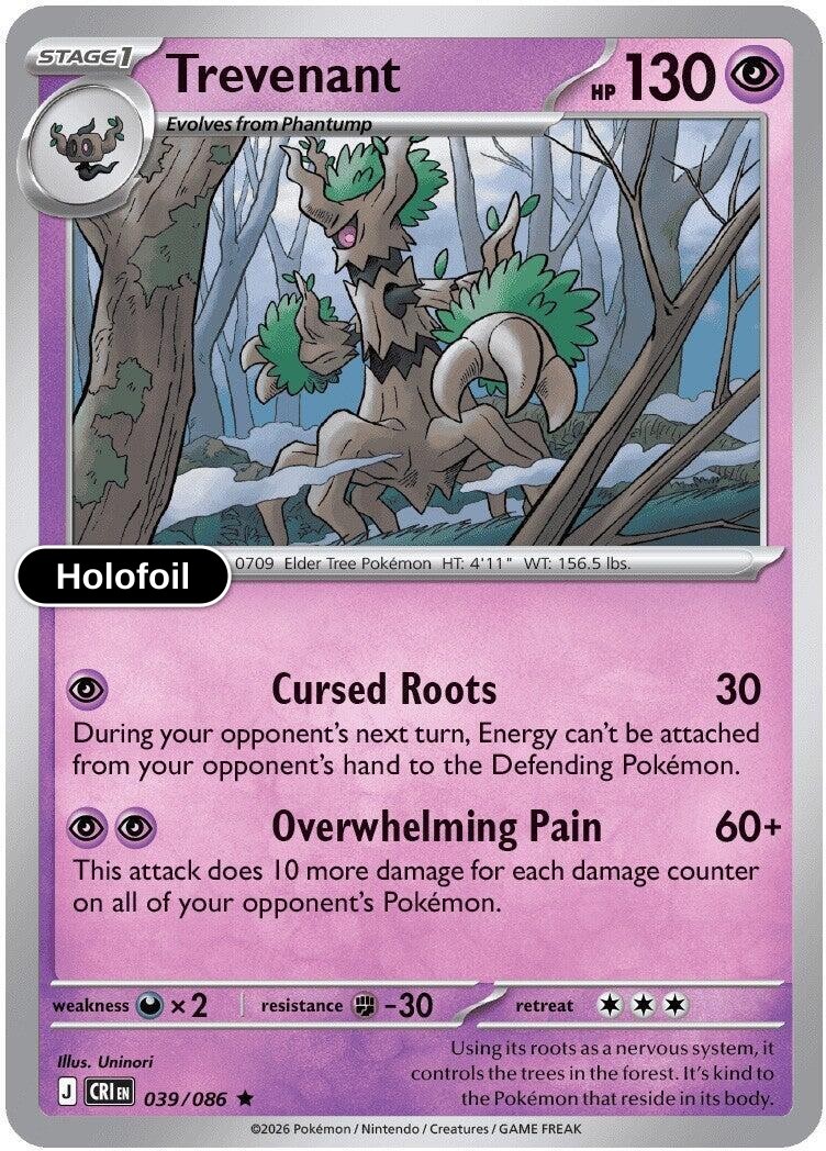 Pokemon Trevenant: CRI 039/086 NM Holofoil Uninori