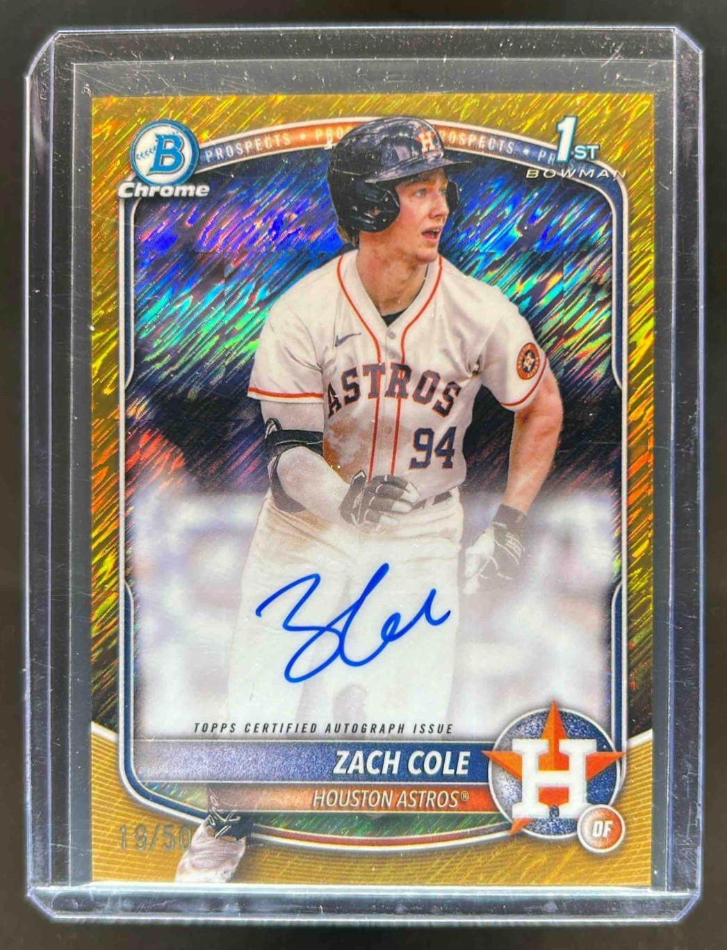 2025 Bowman Chrome Zach Cole Auto Gold Shimmer Refractor 1st #19/50
