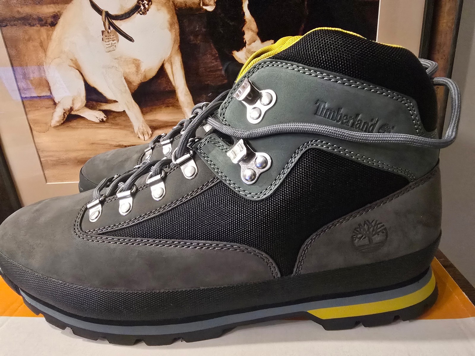 TIMBERLAND EURO HIKER MID [TB0A2A38033] MENS Size 10 US Grey / Black / Yellow