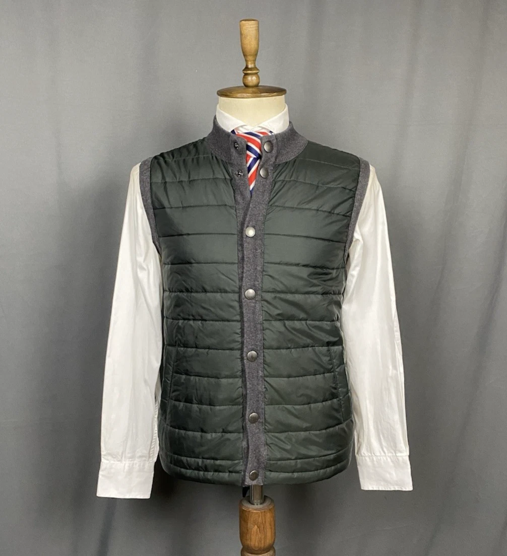 Barbour Men's Green Gray Quilted Padded Vest Gilet Size M