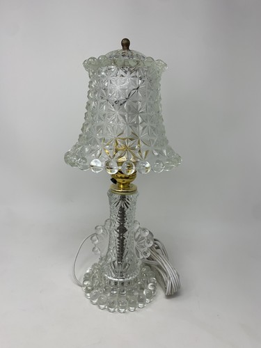 Wunderschöne Mid Century 14" Pressglas Tischlampe mit Schirm ~ selten - Bild 3 von 7