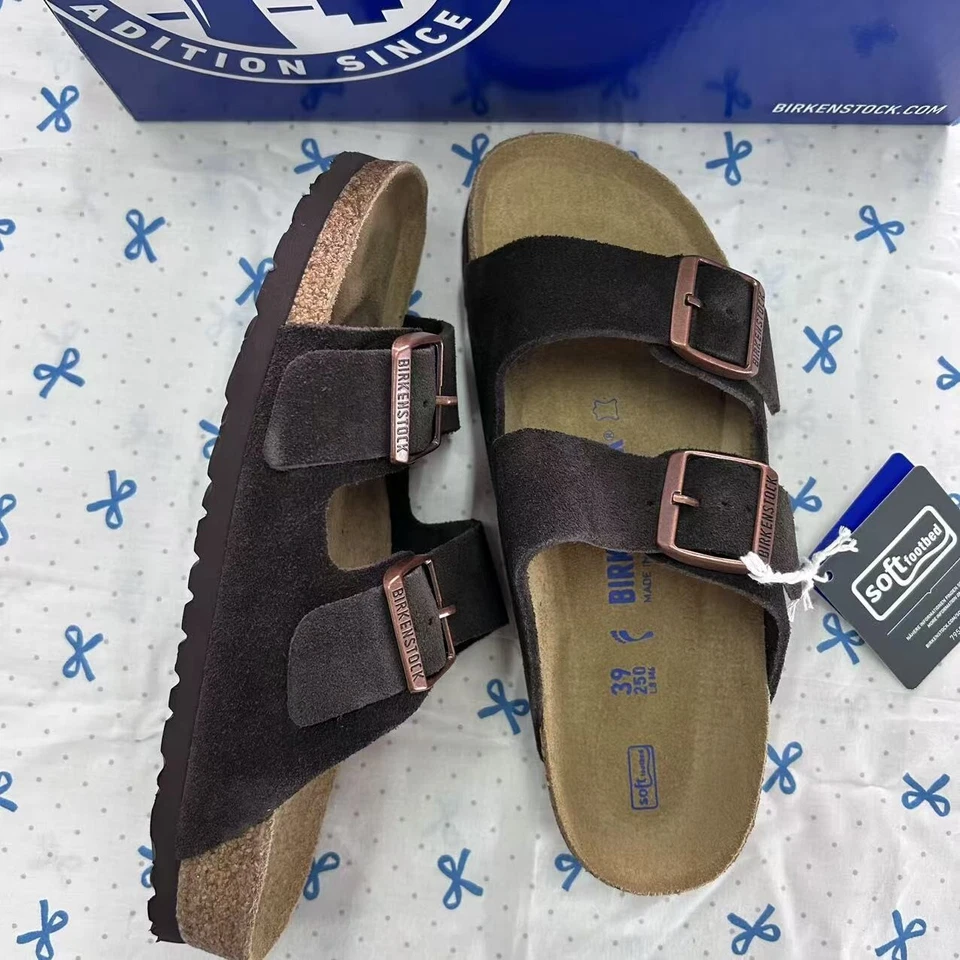 Sandalias para mujer Birkenstock Arizona moca gamuza cuero estrechas 37-41/ancho 42-45 Foto 3 de 4