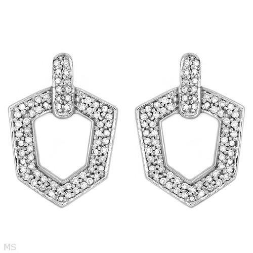 Pendientes para dama de oro blanco de 14 K con diamantes limpios genuinos de 0,50 quilates. Nuevo - Imagen 1 de 3