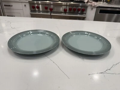 Set Of 2 Le Creuset Sea Salt Salad Plates 8 1/2" Round Second Choix