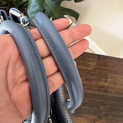 Tory Burch Robinson Double Zip Tote Crossbody Blue Saffiano