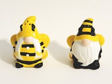 Smart Living Bee Gnomes Yellow Cetamic Salt Pepper Shaker Gift Set, 3.5" High