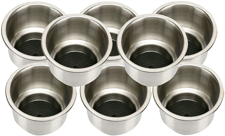 12PCS  4"H 3 1/2"ID Stainless Steel Cup Drink Holder w/ Drain Marine Boat Camper — 第 3/4 张图片