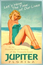 Jupiter Florida Treasure Coast Bay Travel Poster Palm Beach Pin Up Art Print 205