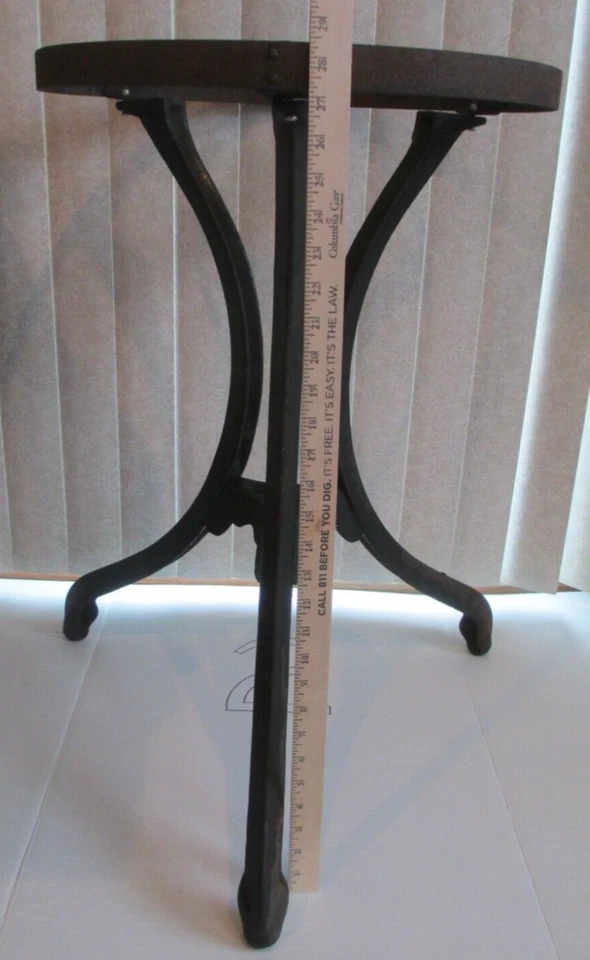 Vintage Industrial Cast Iron Ice Cream Soda Fountain Table Base Metal 3 Leg - Image 4 of 4