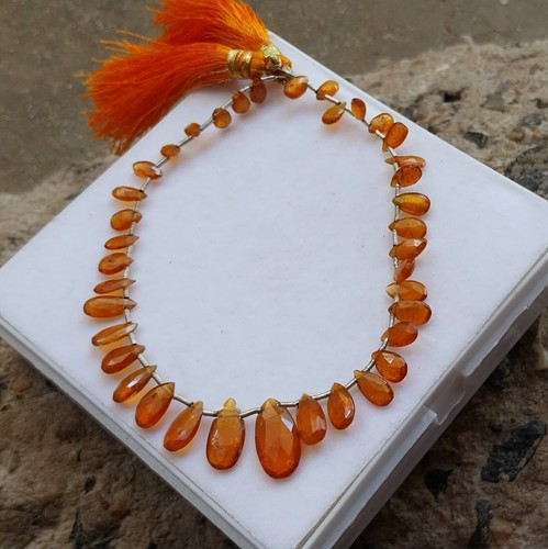 Collar de cuentas de 8 pulgadas de pera corte cianita naranja natural 38 quilates 4x6 a 8x15 mm - Imagen 5 de 24
