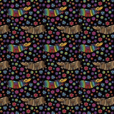 100% Baumwolle Digital Stoff Mosaik Dackel Hund Regenbogen Stolz Handarbeit 140cm breit