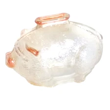 Vintage Small Anchor Hocking Carnival Glass Coin Still Piggy Bank Iridescent EUC