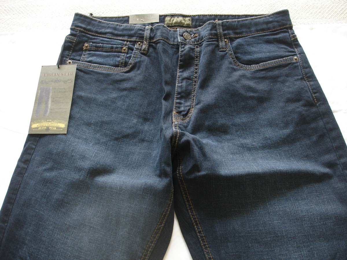 Men's Urban Star Jeans Dark Wash Relaxed Fit Straight Leg Men's Urban Star Jeans Dark Wash Relaxed Fit Straight Leg