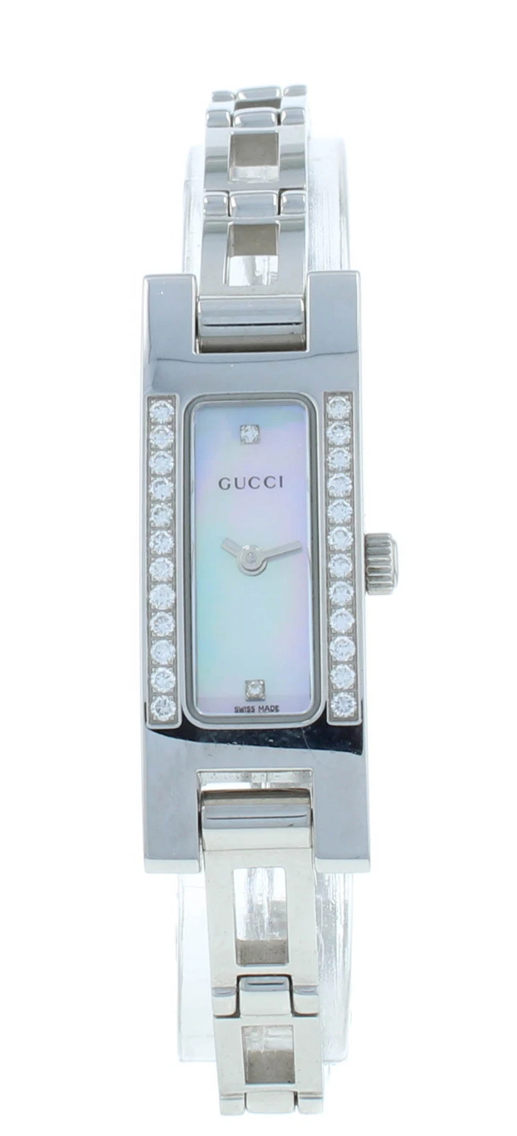 Montre femme Gucci petite quartz blanche MOP S Steel neuve YA039512