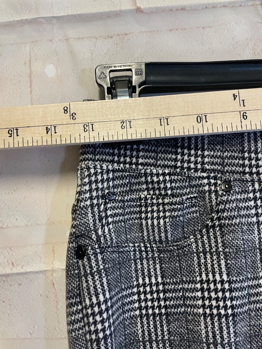 Pantaloni Donna Seven7 Taglia XL, Gamba Skinny, Vita Alta, Neri A Quadretti Bianchi - Pull On