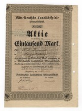 Mitteldeutsche Landlichtspiele AG – Aktie über 1000 Mark – Magdeburg – 1923   lö