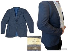 Men's Canali Su Misura Charcoal Gray Blue Stripe Blazer Sport Coat Jacket 50 40