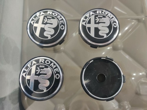 Wheel logos hubcaps black chrome 60mm Alfa Romeo Juliet, Brera, 159 - Picture 2 of 3