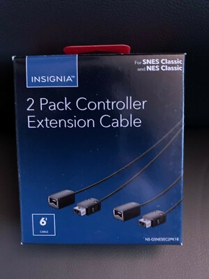 New Insignia 6' Extension Cable for Nintendo NES/SNES Classic Controllers 2-pack
