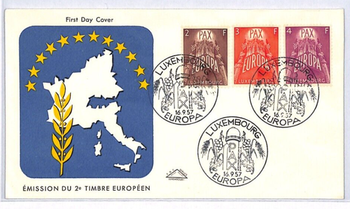 LUXEMBOURG 1957 FDC EUROPA *PAX* Illustrated First Day Cover {samwells}YQ131 - Picture 2 of 16
