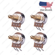 4pcs A250K Guitar Potentiometers Brass 18mm Long Shaft Pot US 24 Spline Fine