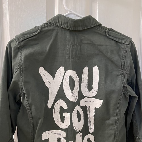 H&M Girl Power You Got This Button Front Shirt Jacket Army Green Size 10-11 yrs - Picture 12 of 14