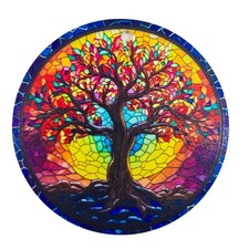 3.5" Faux Stained Glass TREE OF LIFE Ornament Suncatcher Window Art Decor Gift