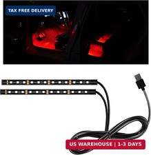 Car LED Strip Light, 12V 24 LEDs Auto Interior Atmosphere Lamp with USB Port, Ve