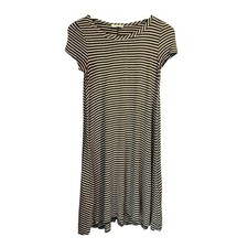Forever Rose size small Tshirt dress Charcoal White Striped Comfy Stretchy Knit