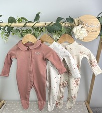Mamas & Papas Baby Girls Set Of 3 Preloved Floral Sleepsuits Upto 1 Month