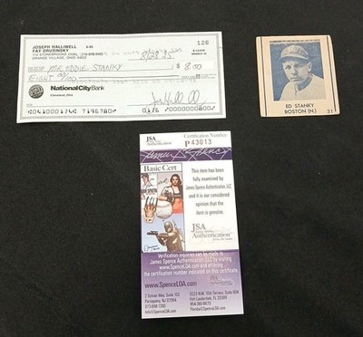 1948 Blue Tint Ed Stanky  #31 Hand-Cut + A Check With Auto JSA Certified Auto