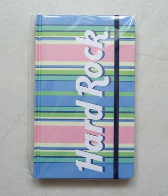 Notizbuch Notebook Hard Rock Cafe gestreift mit weißem Schriftzug NEU