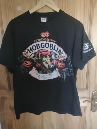 T-shirt grafica Halloween Wychwood Brewery Hobgoblin cotone grande nera - Foto 1 di 7