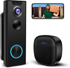 Video Doorbell Camera Wireless with Chime, with Multi-Angle Bracket, Voice Chang