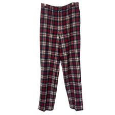 Vintage Pendleton Plaid Wool Pants Womens 8 Waist 29 Red Tartan Preppy Academia