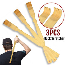 3 PCS Natural Bamboo Back Scratcher Long Reach Pick Itch Relief Tool Portable US