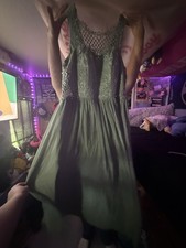 Womens Green High Neck Sleeveless Lace Bodice...