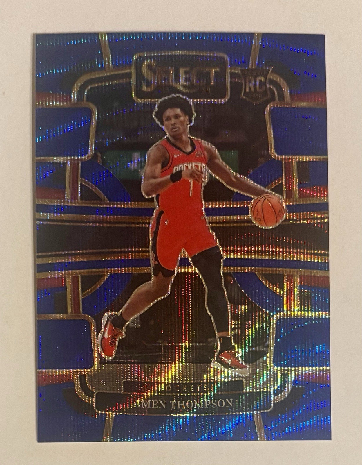 2023-24 Panini Select Amen Thompson Blue Wave /75 RC Houston Rockets #96