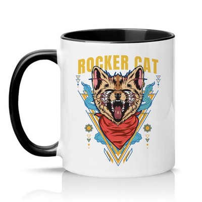 Rocker Cat Unisex 11oz Keramiktasse Rocker Katze Katzenliebhaber Geschenk für Sie & Ihn
