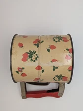 Vintage Flour Sifter , Strawberry Pattern, Wooden Handle